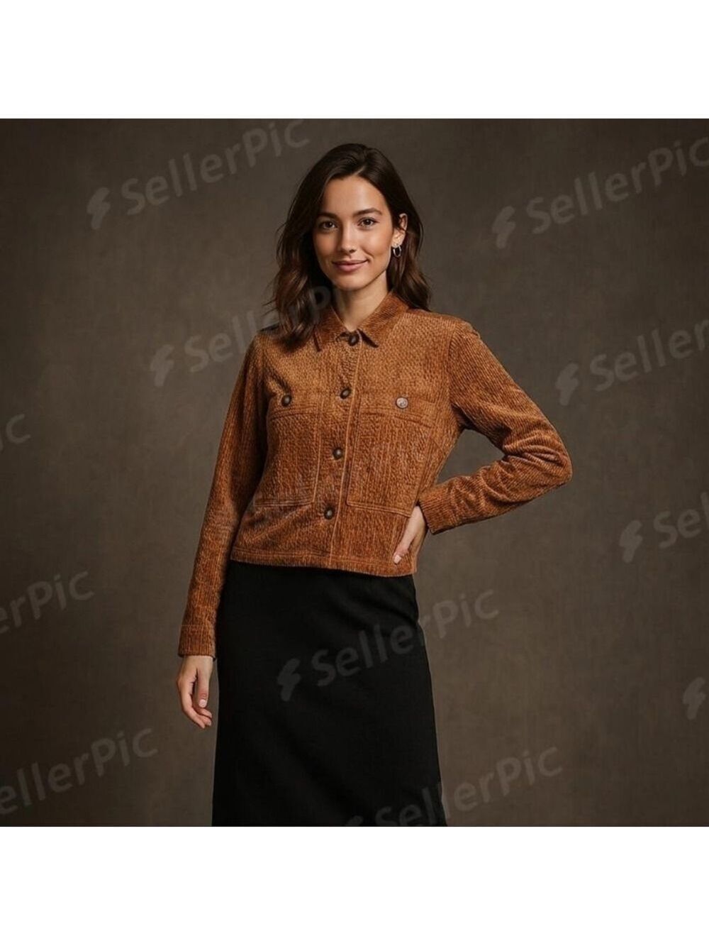 J. Jill Tan Brown Chunky Boxy Cropped Corduroy Casual Light Jacket Size XS